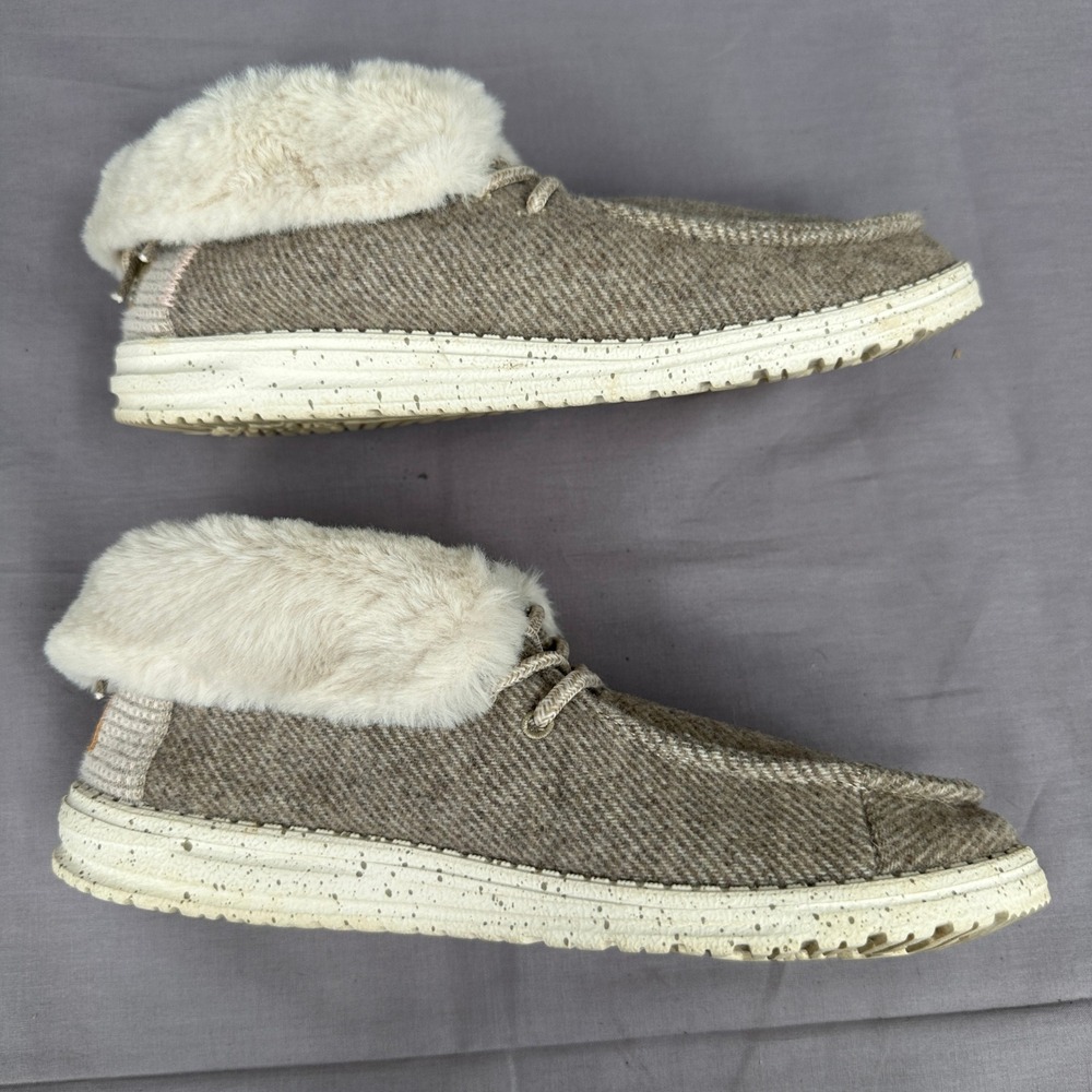 Hey Dude Britt Womens Size 8 Brown Faux Fur Lined Ankle Boots Lace Up Cozy - Picture 10 of 13